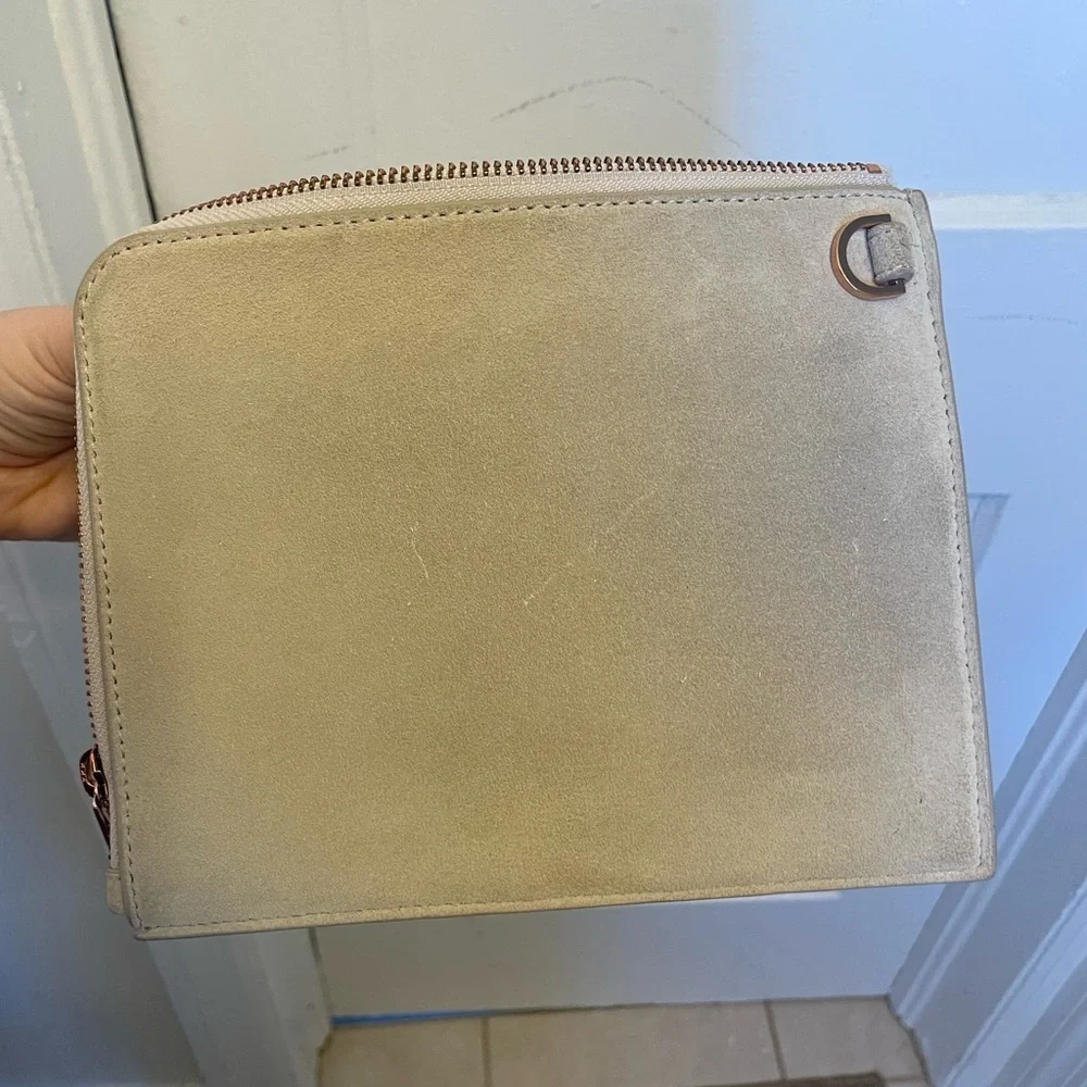 Dagne Dover X Marianna Hewitt small clutch bag makeup bag ivory light beige